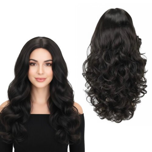 Classic Black Long Wavy Synthetic Hair Wig