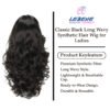 Classic Black Long Wavy Synthetic Hair Wig