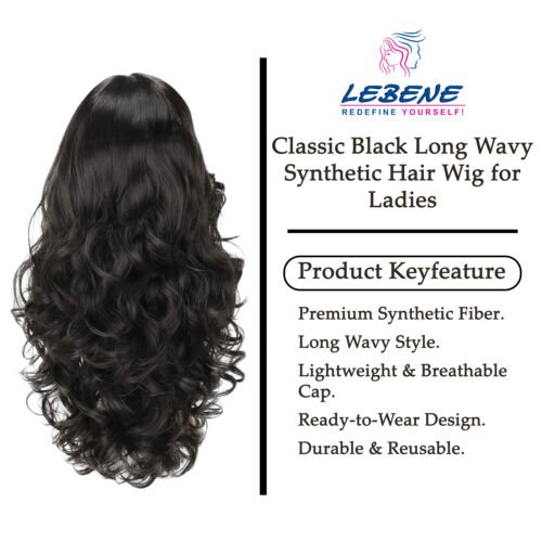 Classic Black Long Wavy Synthetic Hair Wig