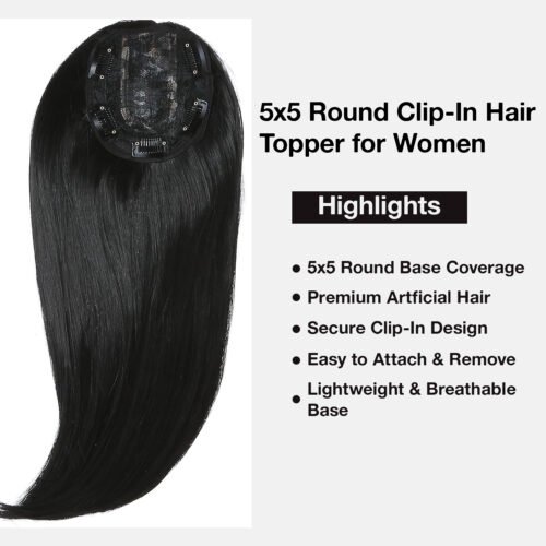 ht4 5 Clip Hair Topper (Black)