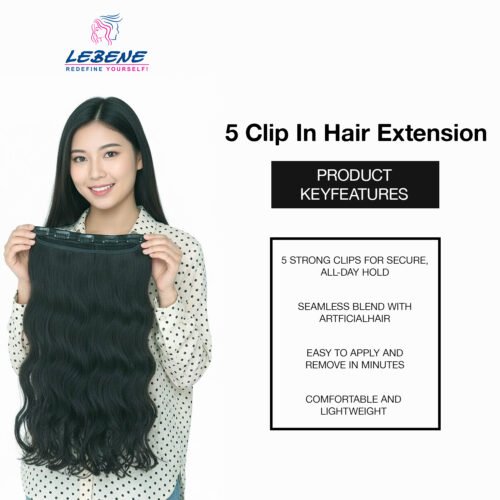 5 Clip-in Hair Extension Black (Wavy)
